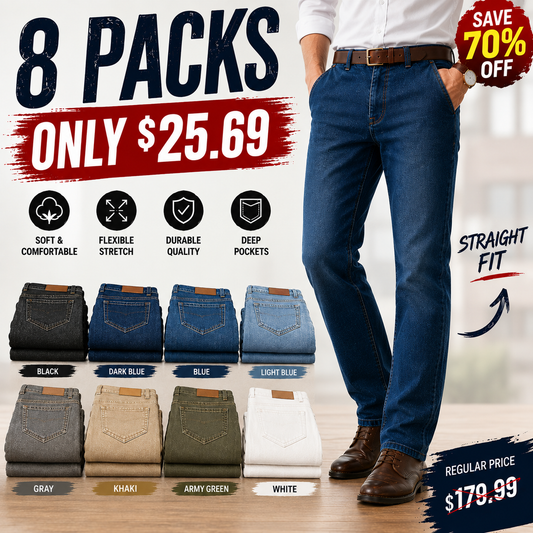 Men's Classic Straight Fit Stretch Jeans